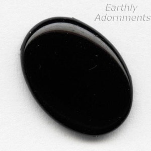 Vintage West German black glass cabochon. 14x10mm. 4 pcs. b5-893