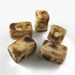 Vintage tschechische Picasso-Glasrechtecke. 9x6mm. 6er Pack