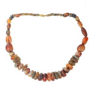 Antique Carnelian and agate stone bead necklace. West Africa. 20&quot; long. j-NLBD2193