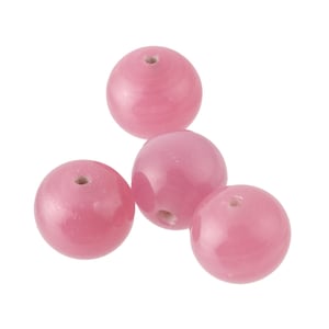 Chinese translucent wound &quot;Peking Glass&quot; beads in a rose quartz color. China 1980s. 12mm. 4 pcs. b11-pp-1272
