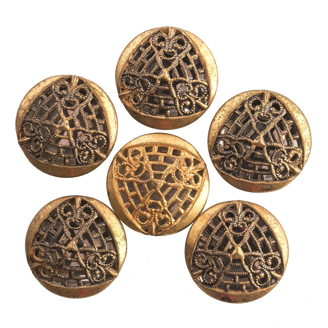 Antique Lacy Brass Plated Steel Buttons Dating to the Late 1800s to ...