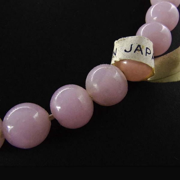 Vintage cloudy and translucent hand made rose pink opal rounds 8mm Japan 12 pcs. b11-pp-1045