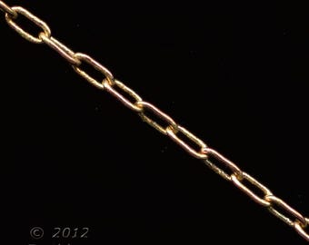 Vintage solid red brass fine cable chain. 2.5x1mm. 3 foot length. b12-chn534