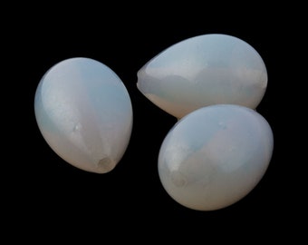 Vintage opal glass teardrop shaped beads, 20x13mm, Japan, pkg of 2. B11-bw-0930