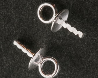 Sterling silver bead cap with notched peg for top drilled beads. 3mm cup pkg of 2. b9-2029
