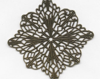 Solid oxidized brass filigree 50mm. Pkg. of 1. b9-0815