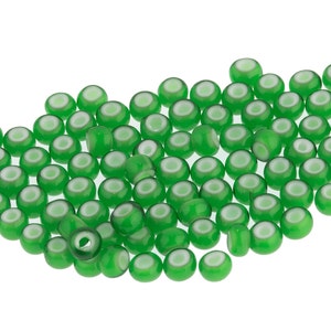 Grass Green Whiteheart Beads. 4mm. Czechoslovakia. 15 gr bag. b11-gr-0746