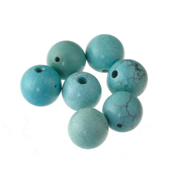 Old stock natural AA quality Hubei turquoise, 9-9.5mm smooth round beads. Pkg2. b4-tur488