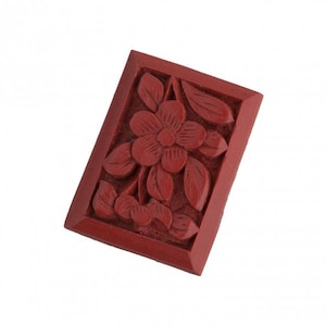 Carved red cinnabar rectangle cabochon. 18x13mm. Pkg of 1. b5-499b