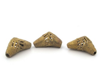 Elbow Ghana Brass Trade Beads, handcrafted. Africa. Pkg 1. b18-680