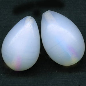 Vintage opal glass teardrop shaped beads, 20x13mm, Japan, pkg of 2. B11-bw-0930