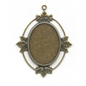 Oxidized solid brass frame setting for 10x8mm cabochon. 1 ring. Pkg of 2. b9-0803-6