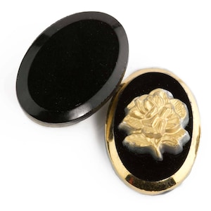 Vintage West German gold cameo rose cabochon. 12x18mm. Pkg of 1. b5-483