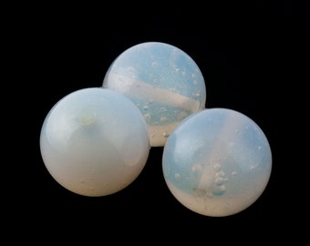 Vintage Japanese 16mm glowing opal glass round beads, pkg of 2. b11-bw-0961