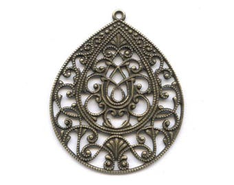 Oxidized yellow brass filigree from Germany 37x30mm 1 pc. B9-2067