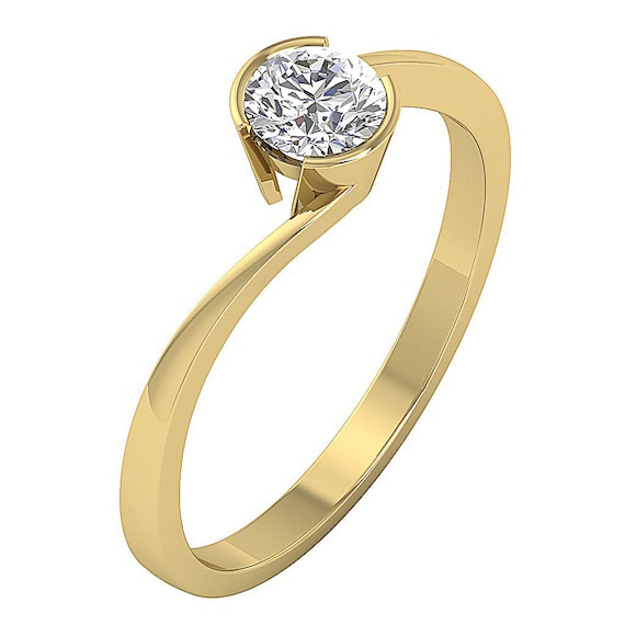 1 Carat Simple Solitaire Silver Ring For Women