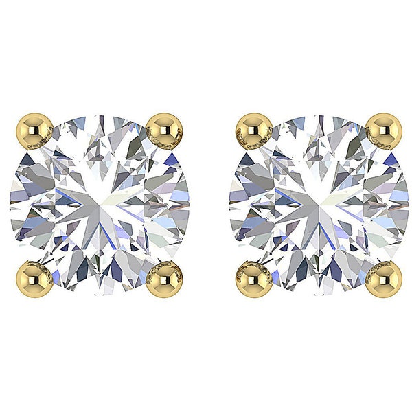Round Cut Diamond Solitaire Studs Earrings SI1/I1 G 0.70 Ct 14K White Yellow Rose Gold Appraisal 4 Prong Basket Setting