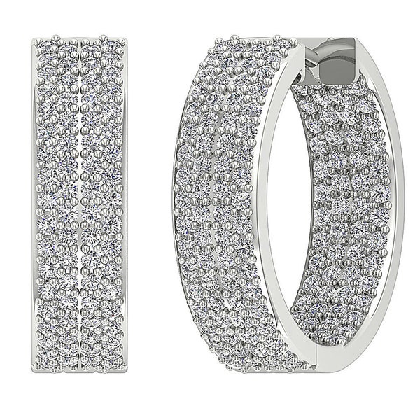 Sparkly Hoop Huggie Earrings VVS1/VS1/SI1/I1 1.25Ct Round Cut Diamond Jewelry 14K White Yellow Rose Gold Pave Set Appraisal Certificate