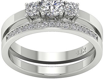 Designer Bridal Engagement Ring I1 G 1.10 Ct Round Diamond Cut 14K White Yellow Rose Gold Prong & Pave Set Width 4.00 mm