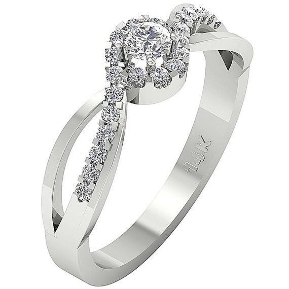 SI1 G 0.45 Ct 14K White Yellow Rose Gold Wedding Ring Round