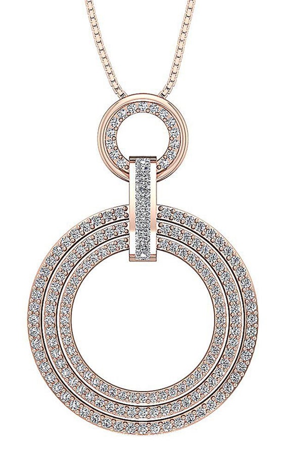 VVS1 VS1 SI1 I1 G 2.25carat Round Diamond Circle Pendant Necklace