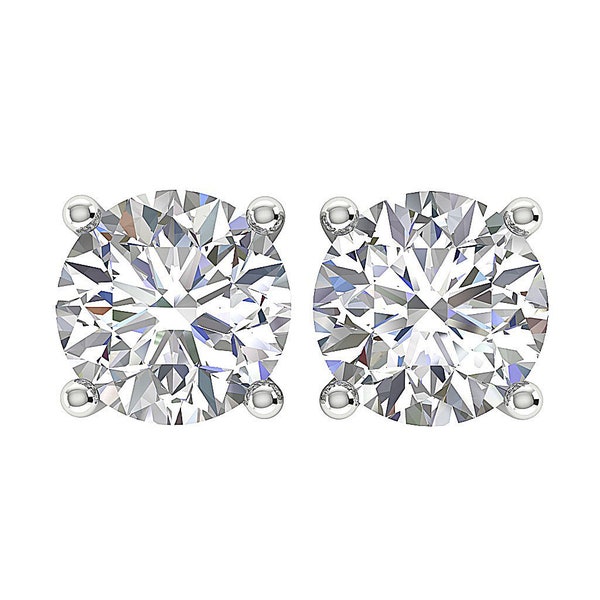 Solitaire Studs Earrings 4 Prong Set SI1/I1 G 1.10 Ct Natural Round Diamond 14K White Yellow Rose Gold 4.90 MM Appraisal