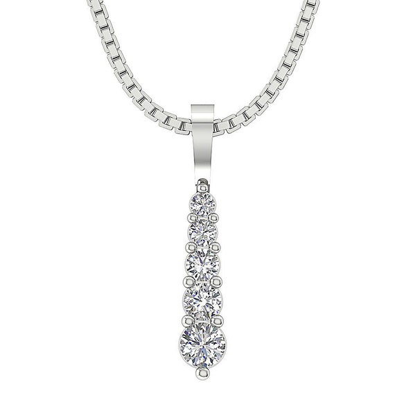 Fashion Pendant Necklace VVS1 VS1 SI1 I1 G 0.30 Ct Round Cut
