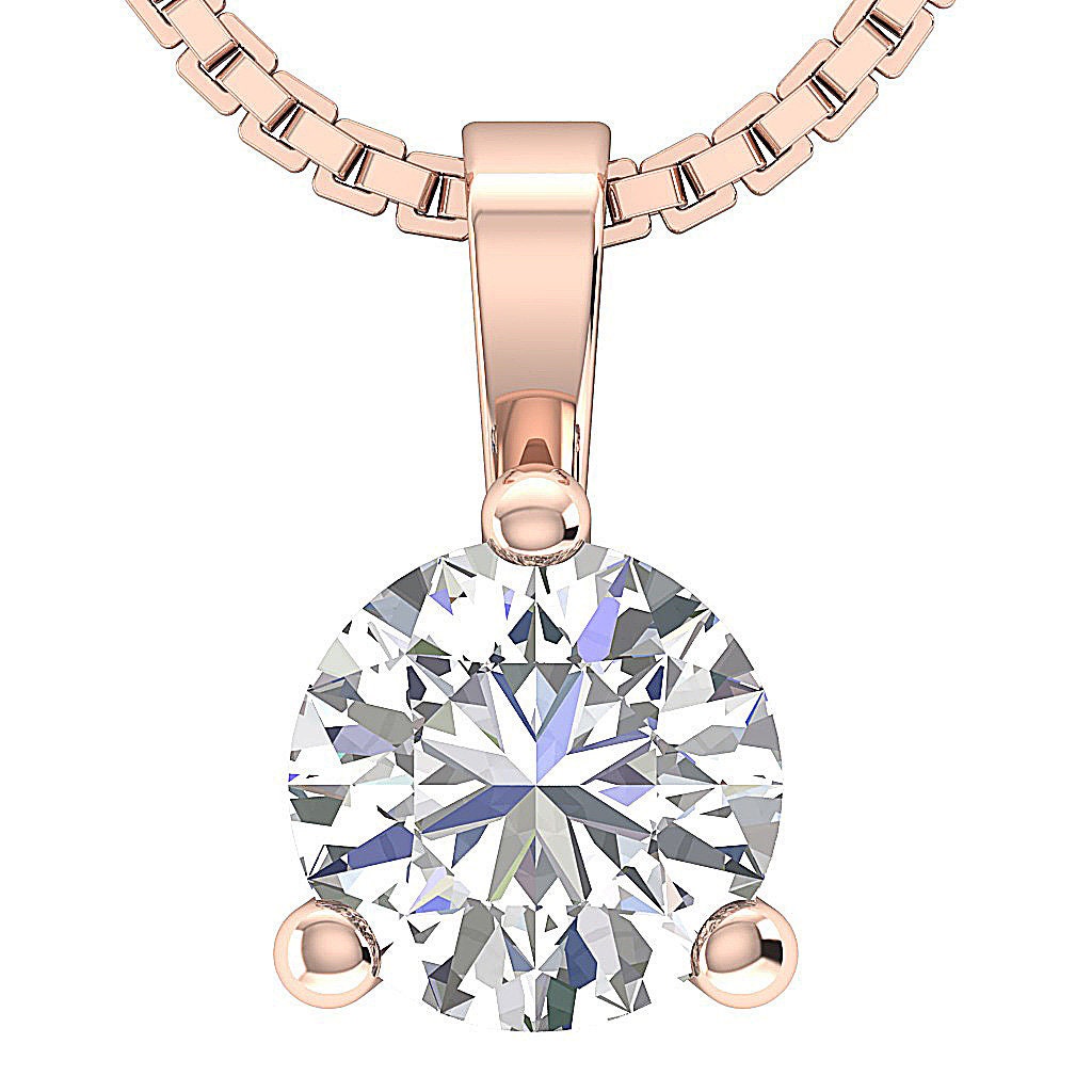 Solitaire Pendant Necklace I1 G 0.25 Ct Natural Diamond 4 Prong 14K White Gold 