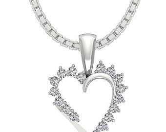 0.30 Carat Heart Pendant Necklace Round 