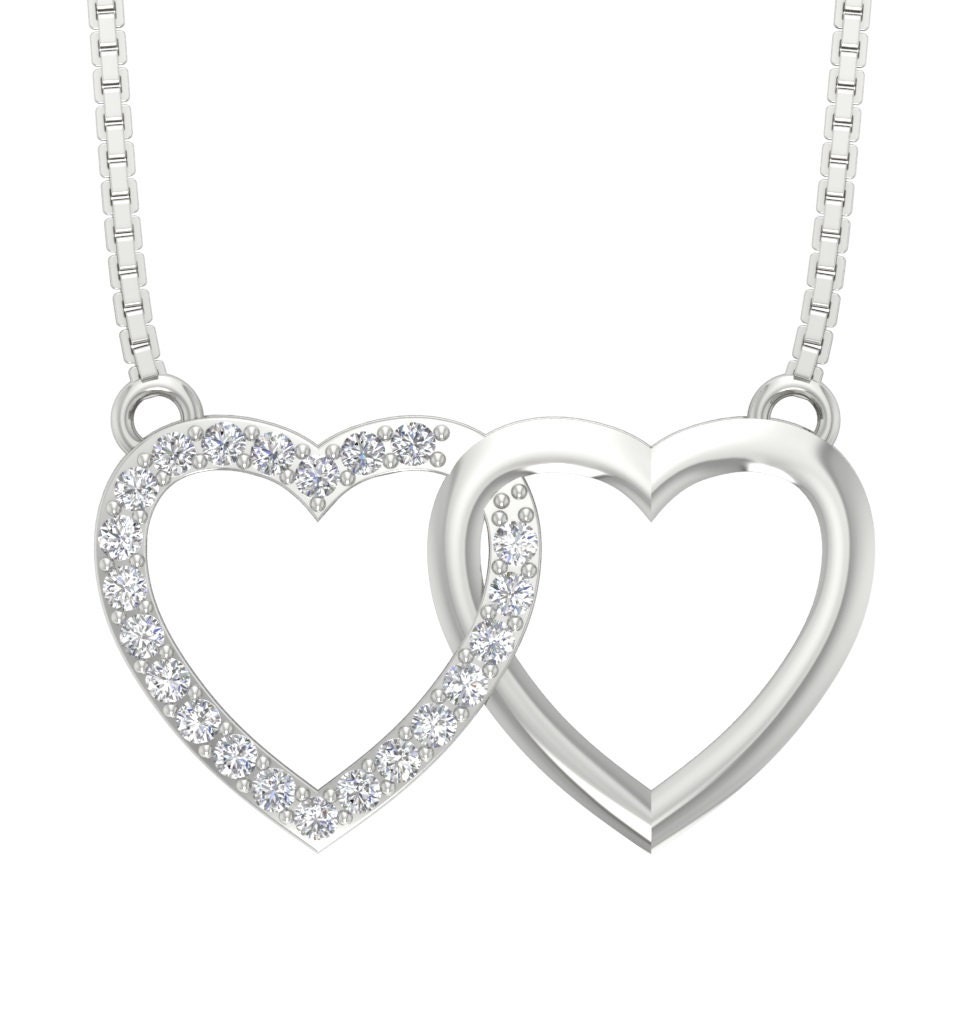 Hallmark Diamonds Double Heart Love pendant (1/8 ct. t.w.) in Sterling  Silver, 16