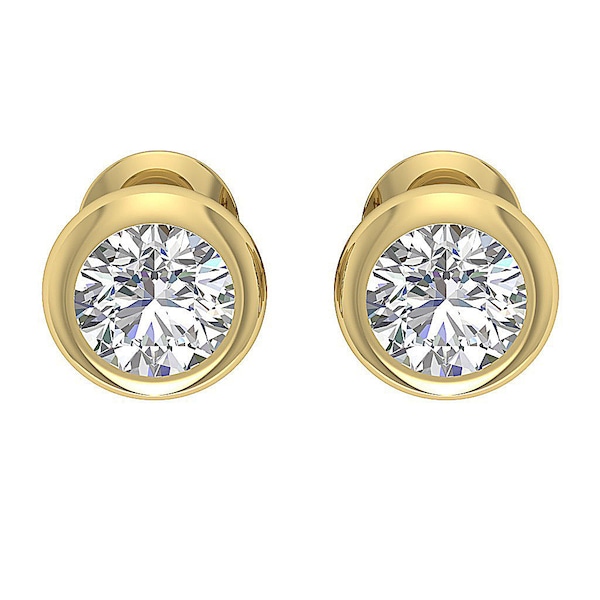 Donut Bezel Set SI1/I1 G 1.00 Ct Round Diamond Studs Earrings 14K White Yellow Rose Gold Appraisal Certificate Width 7.00mm