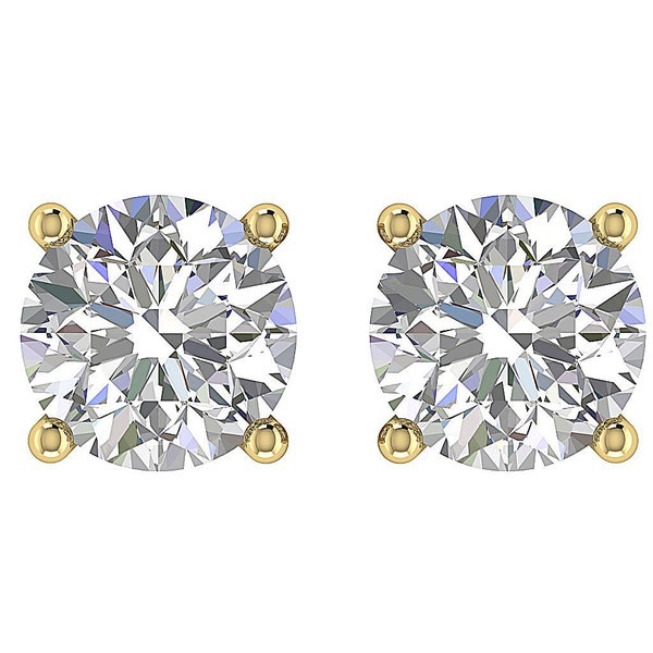 14K White Yellow Rose Gold Appraisal Certificate Solitaire Studs Earrings Prong Set SI1/I1 G 0.40 Ct Natural Diamond 3.70MM