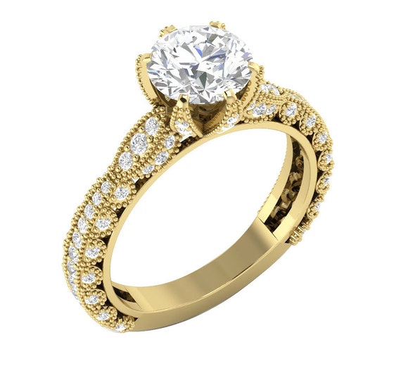 Milgrain solitaire engagement best sale ring