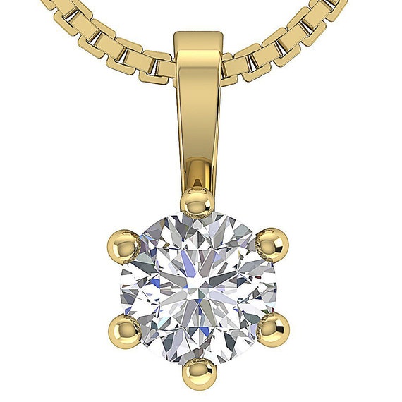 Natural Round Cut Diamond VS1 E 0.50 Carat Solitaire Pendant