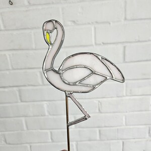 Stained Glass Flamingo and Sunflower Garden Stakes
