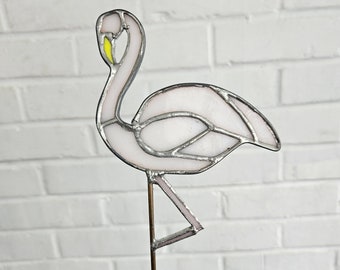 Stained Glass Flamingo and Sunflower Garden Stakes