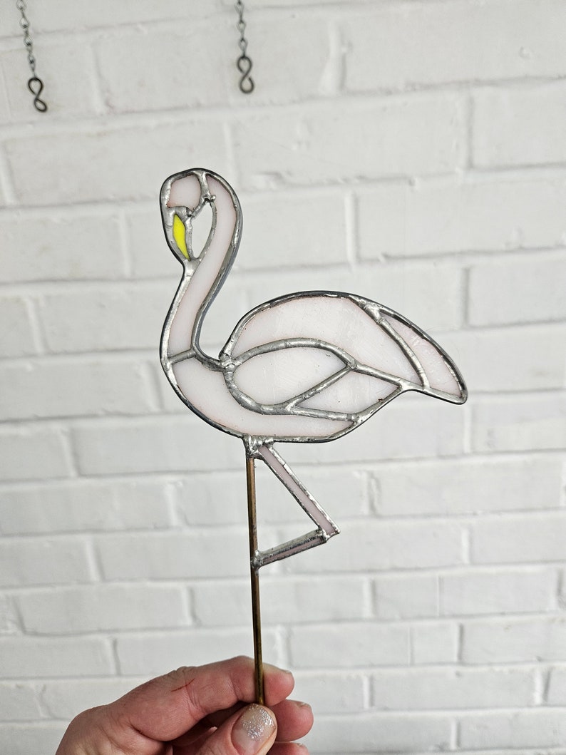 Stained Glass Flamingo and Sunflower Garden Stakes image 1