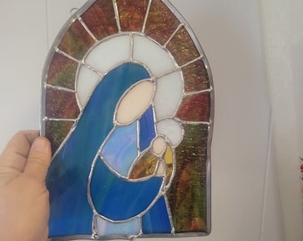 Glasmalerei Maria und Jesus