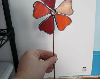 Stained Glass Flower Garden Stake