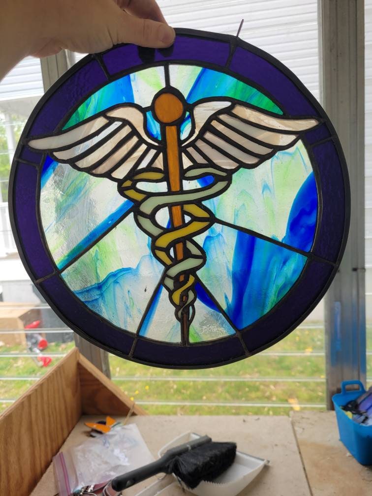 Stained Glass Caduceus | Etsy