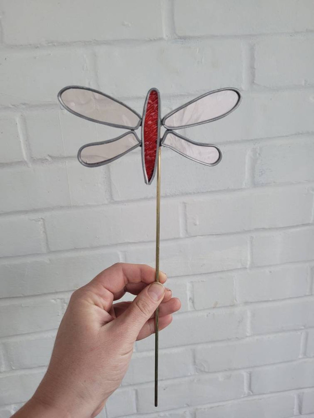 Stained Glass Dragonfly Garden Stake Etsy