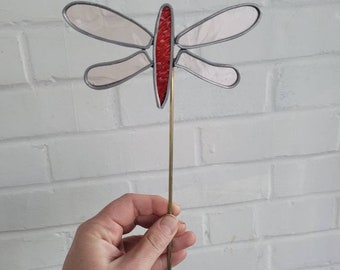 Stained Glass Dragonfly Garden Stake