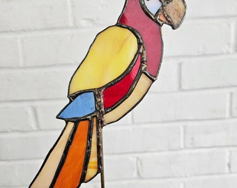 Stained Glass Parrot Garden Stake