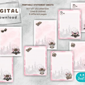 Printable stationery set US Letter size PDF, instant download Stationery paper pack, printable steampunk pages, steampunk stationery