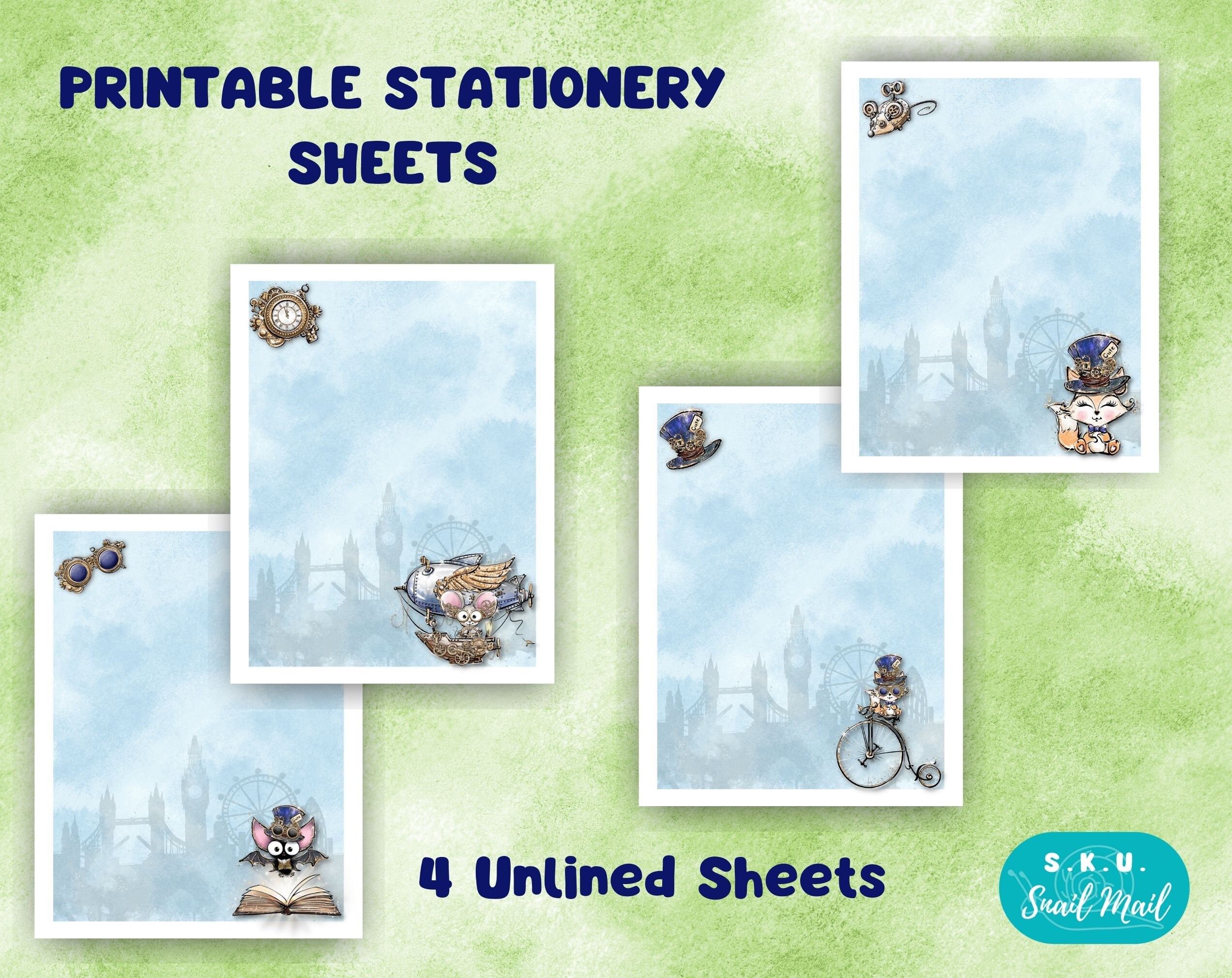 Printable Stationery Set US Letter Size PDF, Instant Download ...