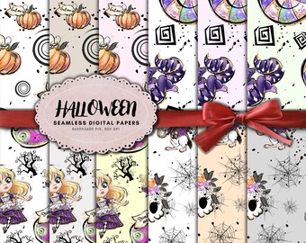 Halloween Digital Paper, Halloween Seamless Pattern, Halloween Prints, Halloween Background, Paper pack, Halloween Digital Paper, Scrapbook