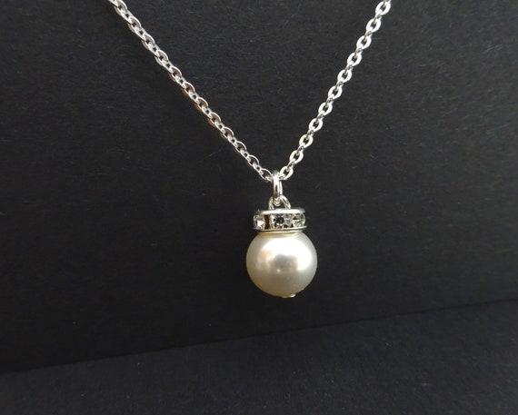 Sterling Silver Pearl Necklace Bridesmaid Gift Ideas Flower Etsy