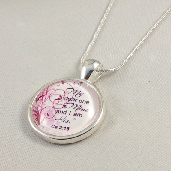 JW Circle Pendant "My dear one is mine and I am  his".  Ca. 2:16 Blue Velvet Gift Bag Included! #12