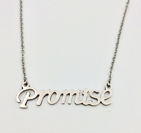 JW "Promise" Stainless Steel Pendant with Stainless Steel Chain.  Blue velvet gift pouch included.
