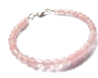 Rose Quartz Beaded Bracelet, Semi Precious Stone Bracelet, Rose Quartz Jewellery, Bride/Bridesmaid Bracelet, Pink Bracelet